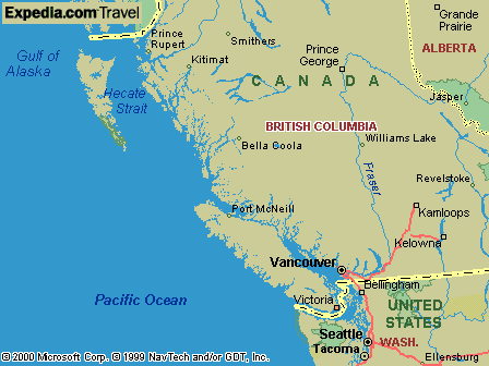 (Map of BC coast by Expedia.com.)